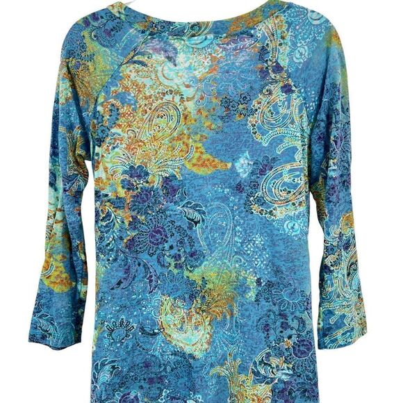 Tianello Womens Livia Blouse Tunic Size Small Paisley Burnout Cotton Blend Top - Picture 7 of 11